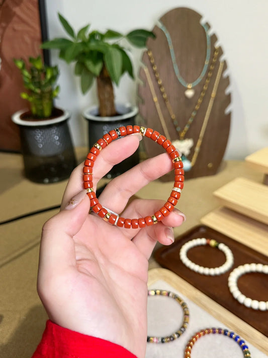 Handmade Red Coral Gemstone Bracelet