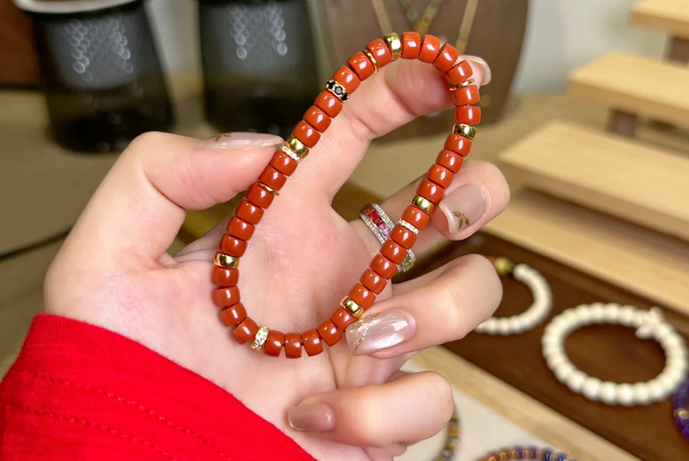 Handmade Red Coral Gemstone Bracelet