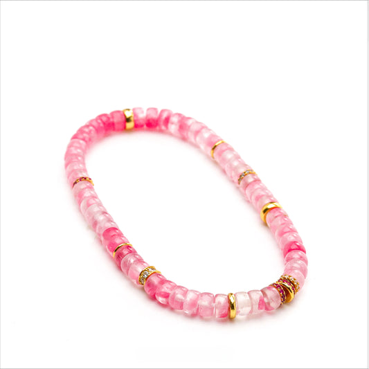 Good luck ice through pink rose stone cherry blossom bracelet, female niche high-end good luck Wenwan tablet beads bracelet jewelry