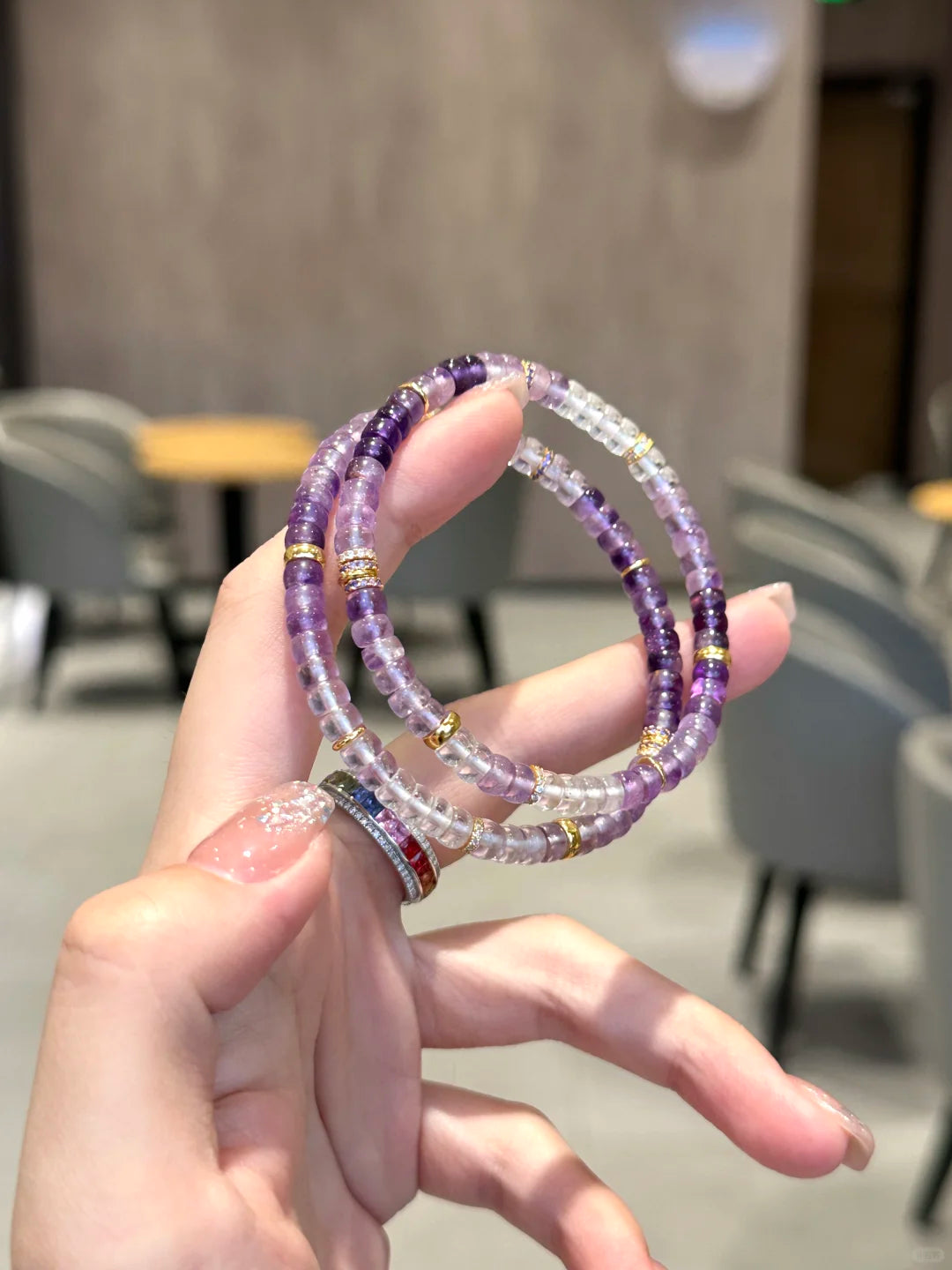 Handmade Gradient Amethyst Bracelet